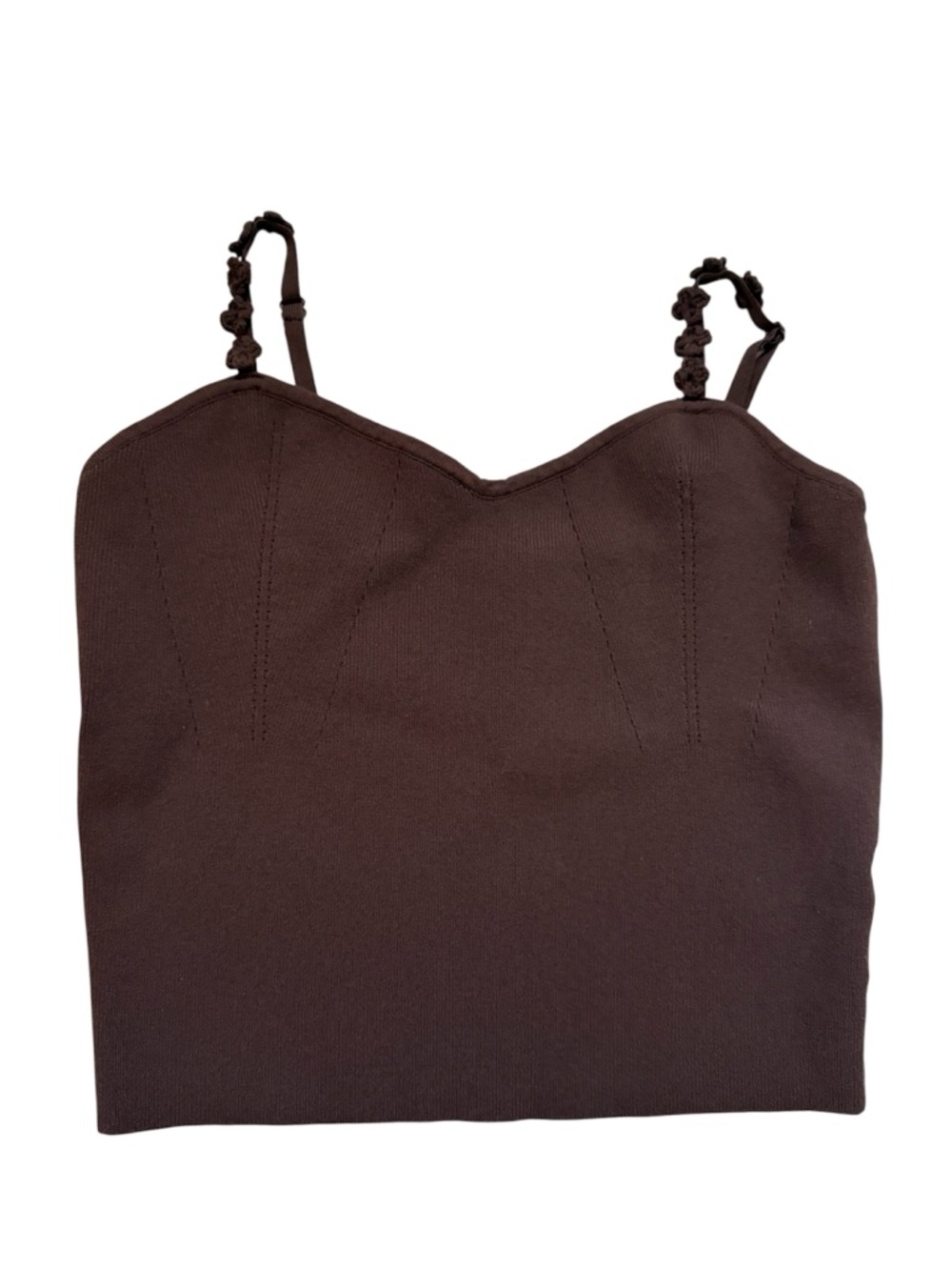Bailey 44 Dark Brown Cropped‎ Knitted Cami Top with Croched Rosettes Medium